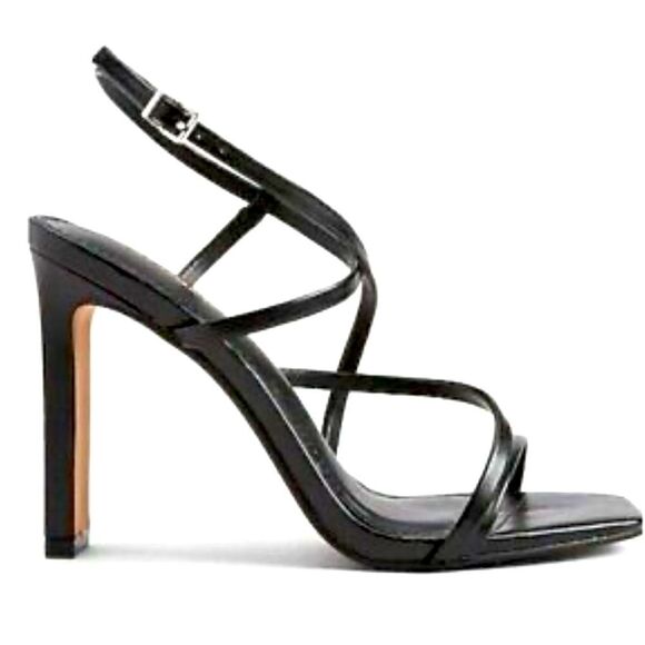 Express High Heels Black Strappy Ankle Wrap Sandal Size 10 - Picture 1 of 17
